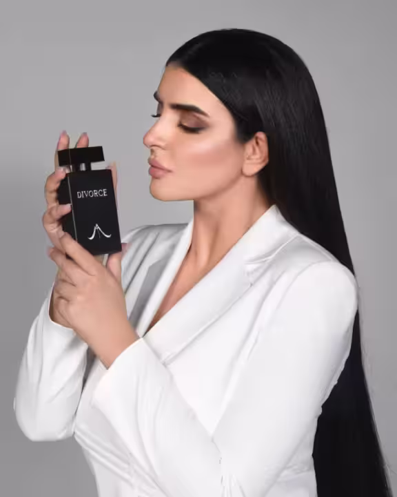 Dubai princess Sheikha Mahra Al Maktoum with her perfume brand Divorce